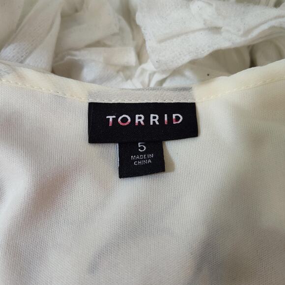 Torrid Dress Womens 5 White Floral Sleeveless Chiffon Lined Pockets Plus Size - Picture 11 of 17